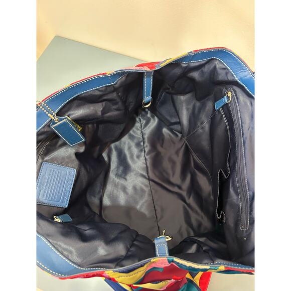 Vintage Coach Signature Scarf Print Satin Tote Bag - Picture 10 of 14